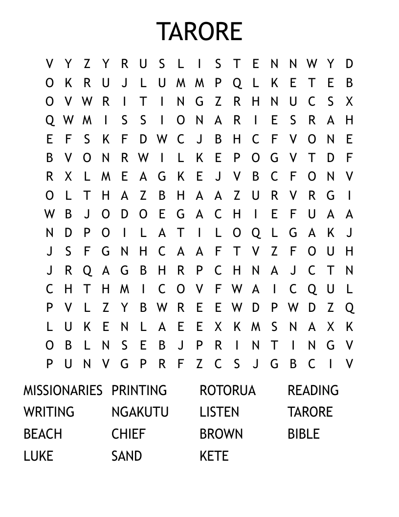 TARORE Word Search