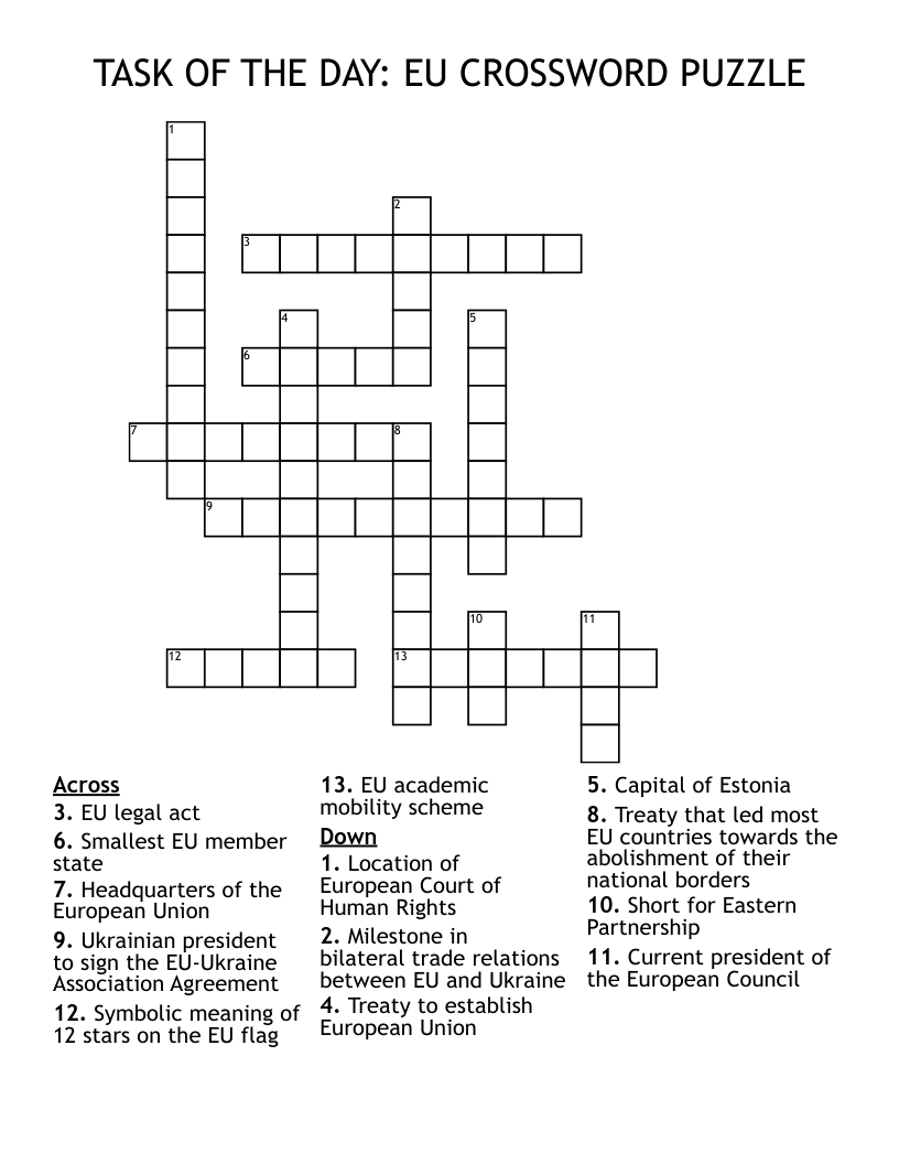 TASK OF THE DAY: EU CROSSWORD PUZZLE