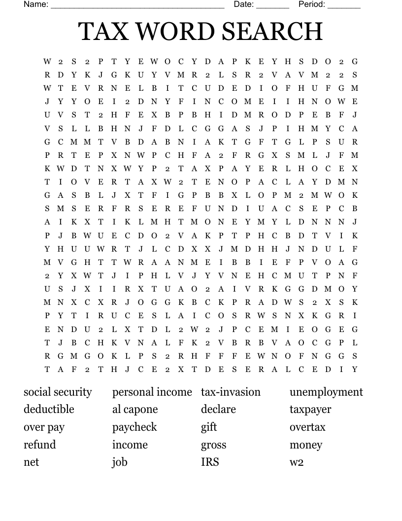 TAX WORD SEARCH 