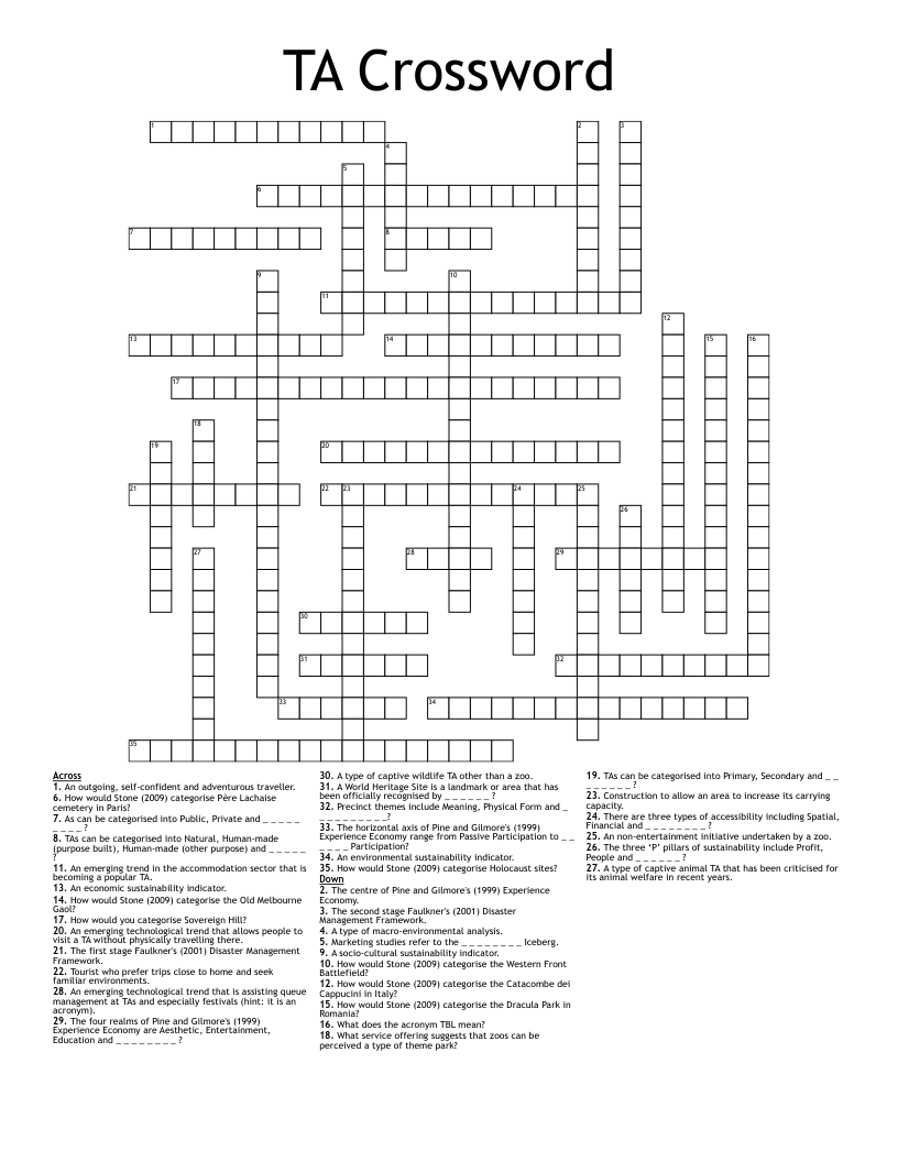 TA Crossword