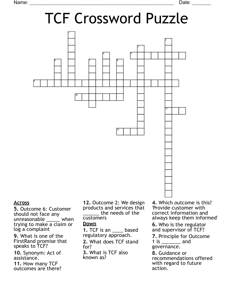 TCF Crossword Puzzle
