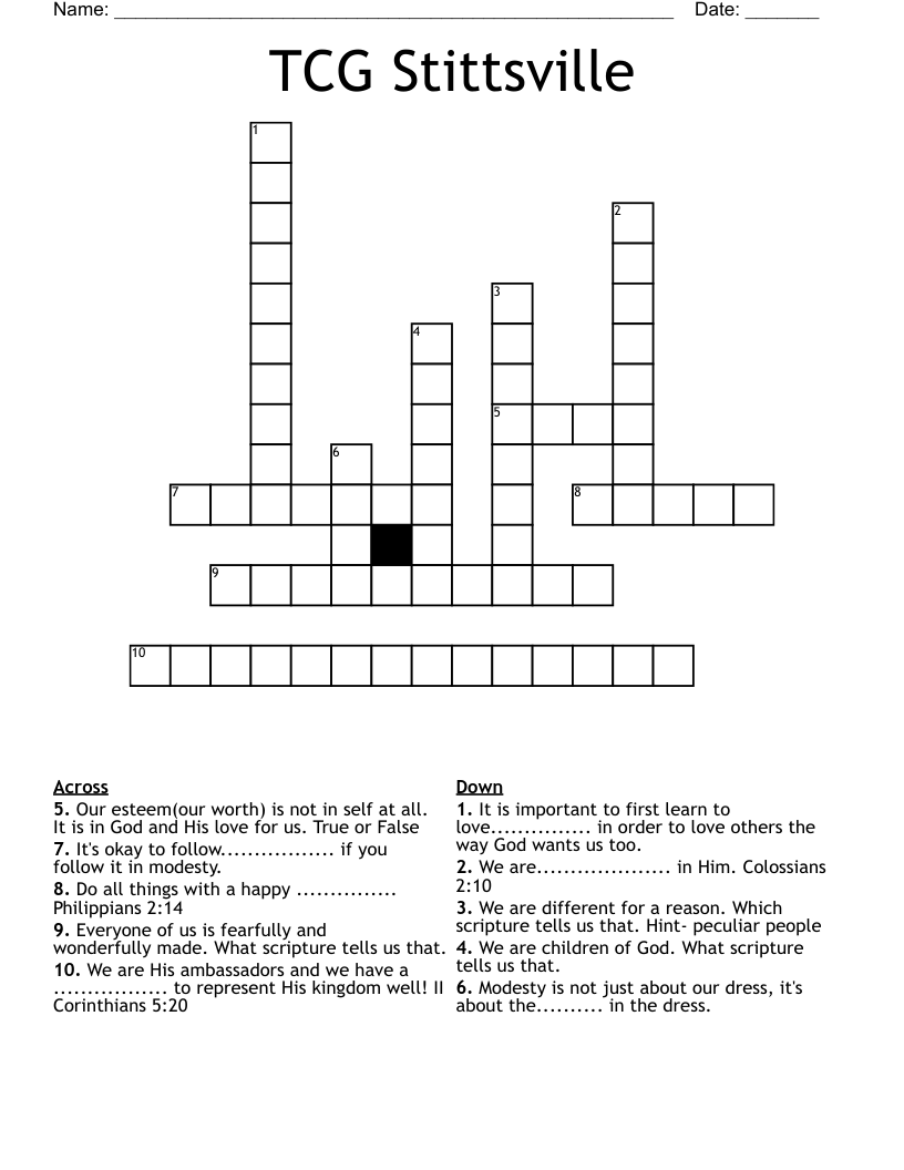 TCG Stittsville  Crossword