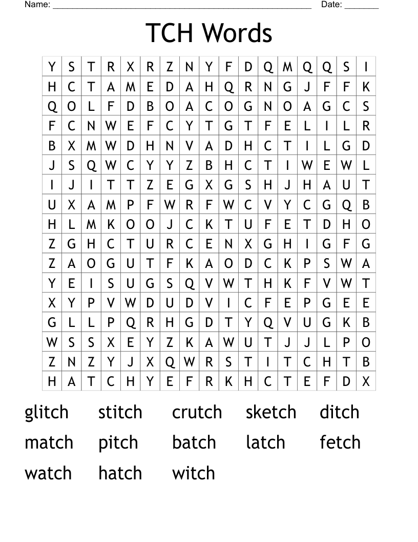 TCH Words Word Search