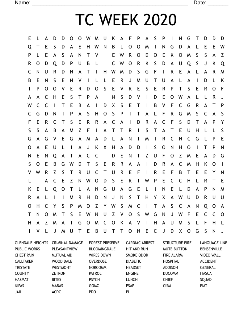 TC WEEK 2020 Word Search