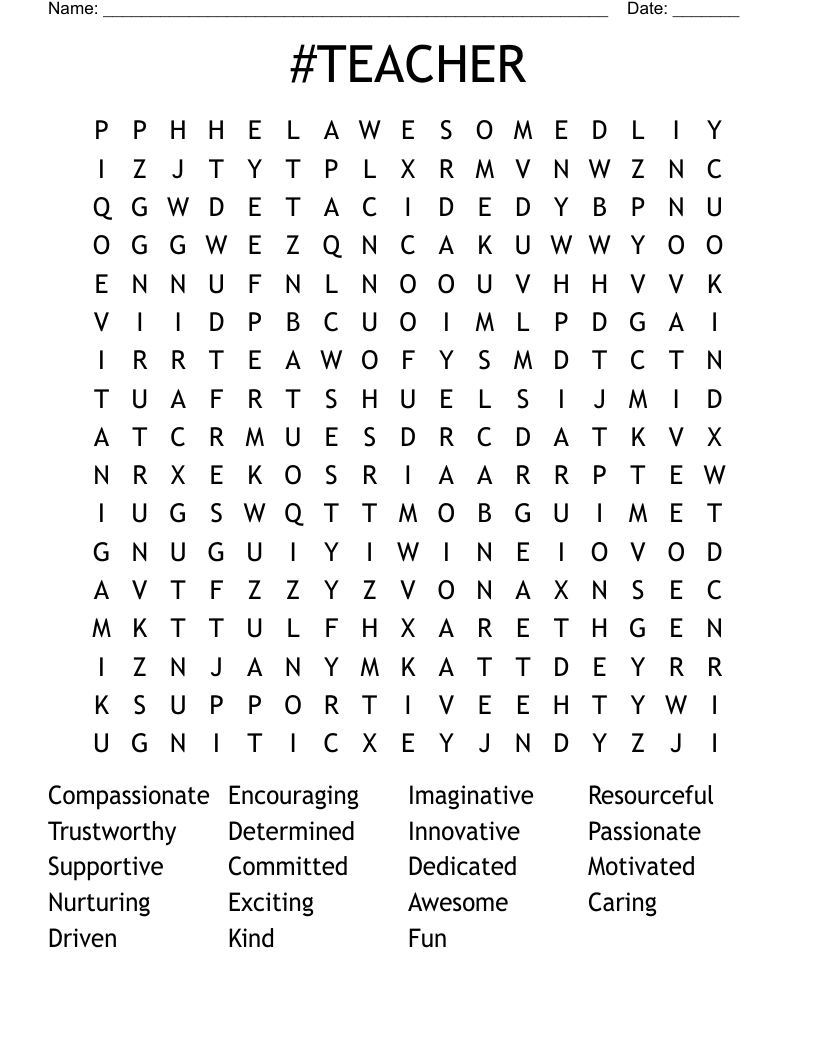 #TEACHER Word Search
