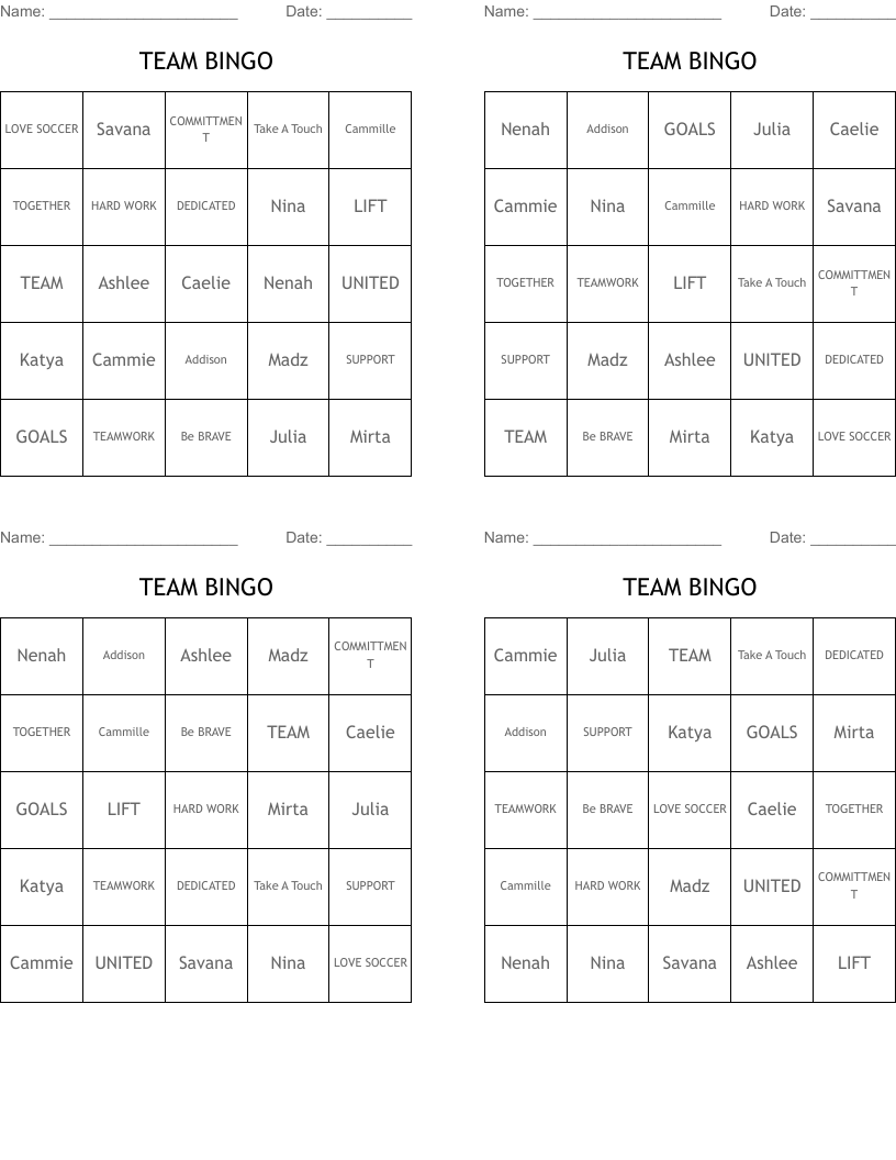 TEAM BINGO