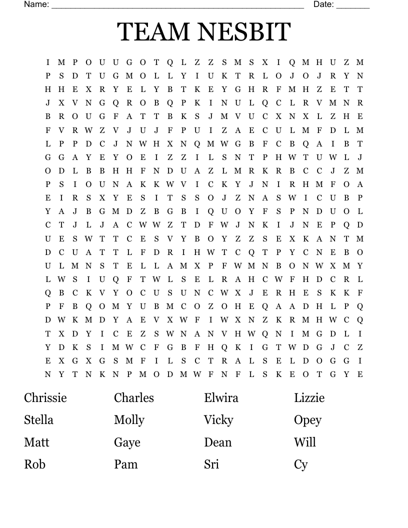 TEAM NESBIT Word Search