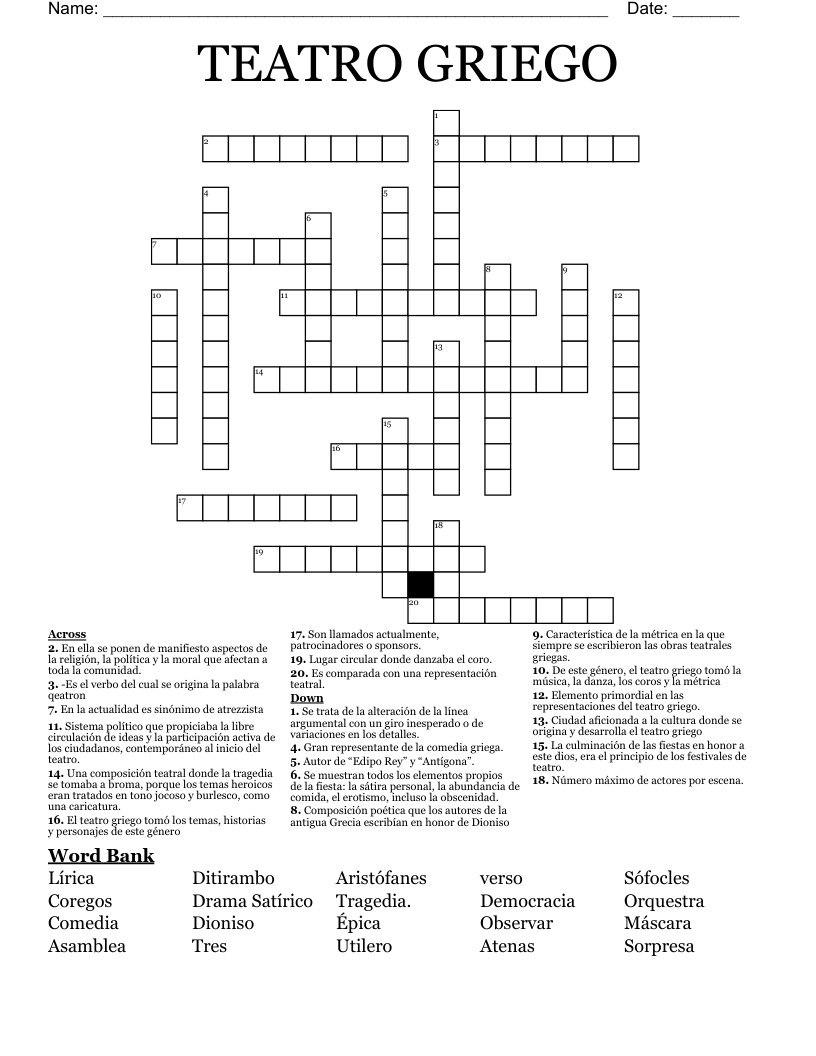 TEATRO GRIEGO Crossword