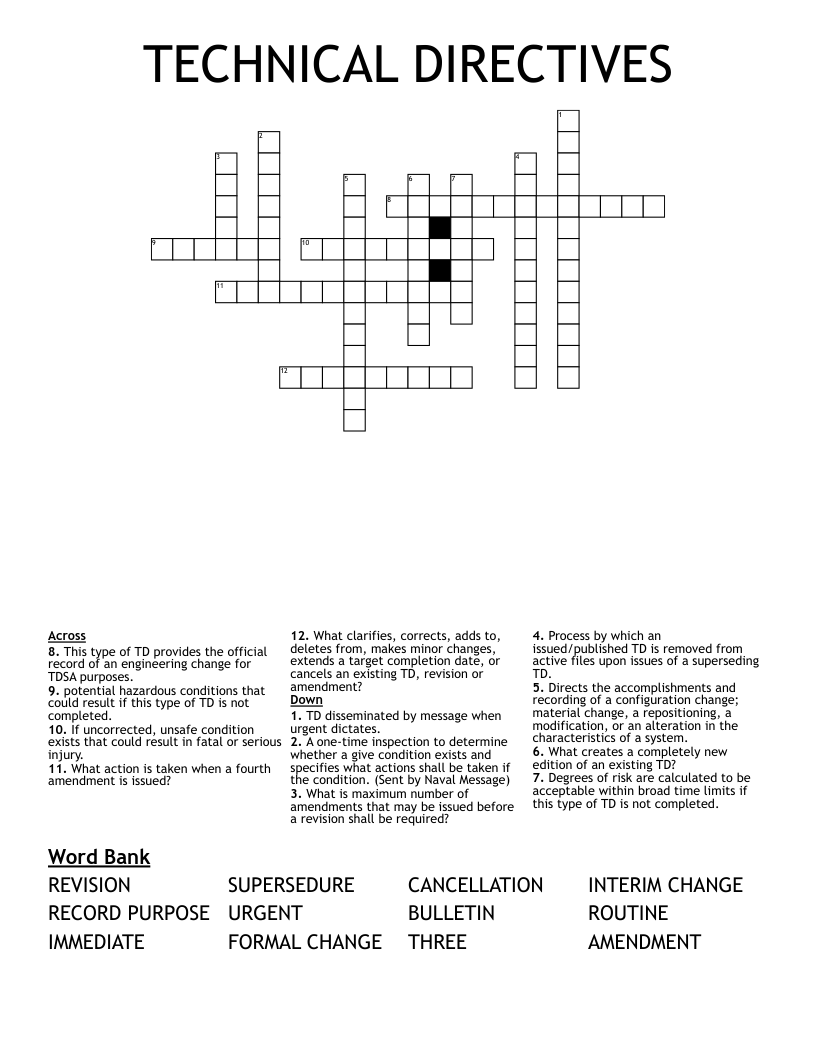 TECHNICAL DIRECTIVES Crossword