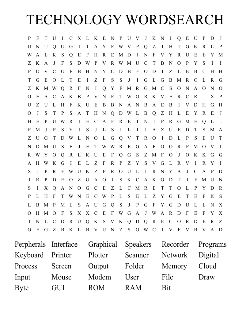 TECHNOLOGY WORDSEARCH