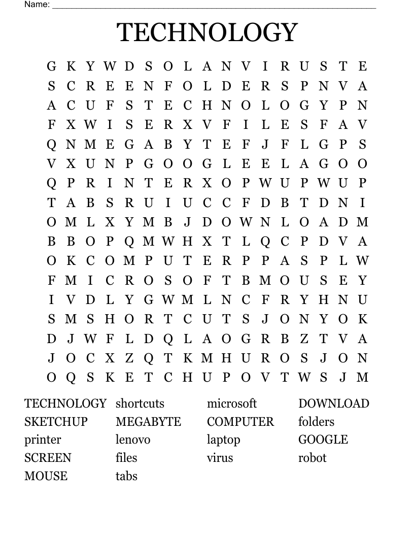 TECHNOLOGY  Word Search