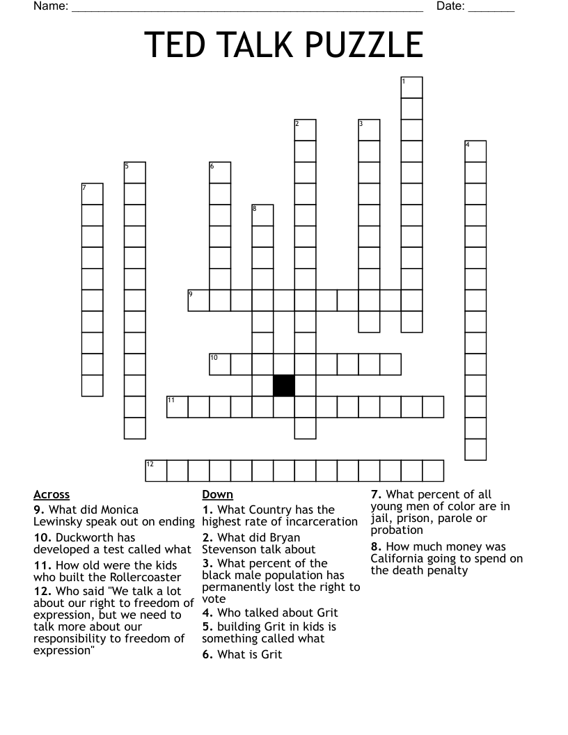 TED TALK PUZZLE Crossword
