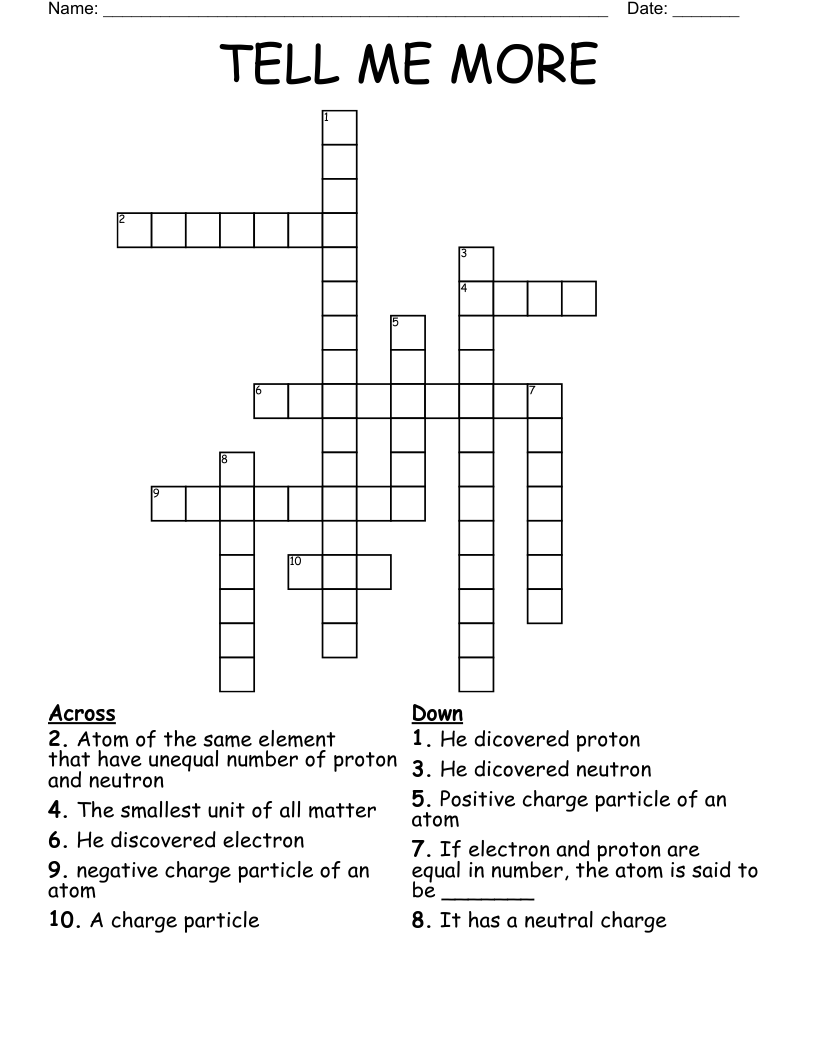 TELL ME MORE  Crossword