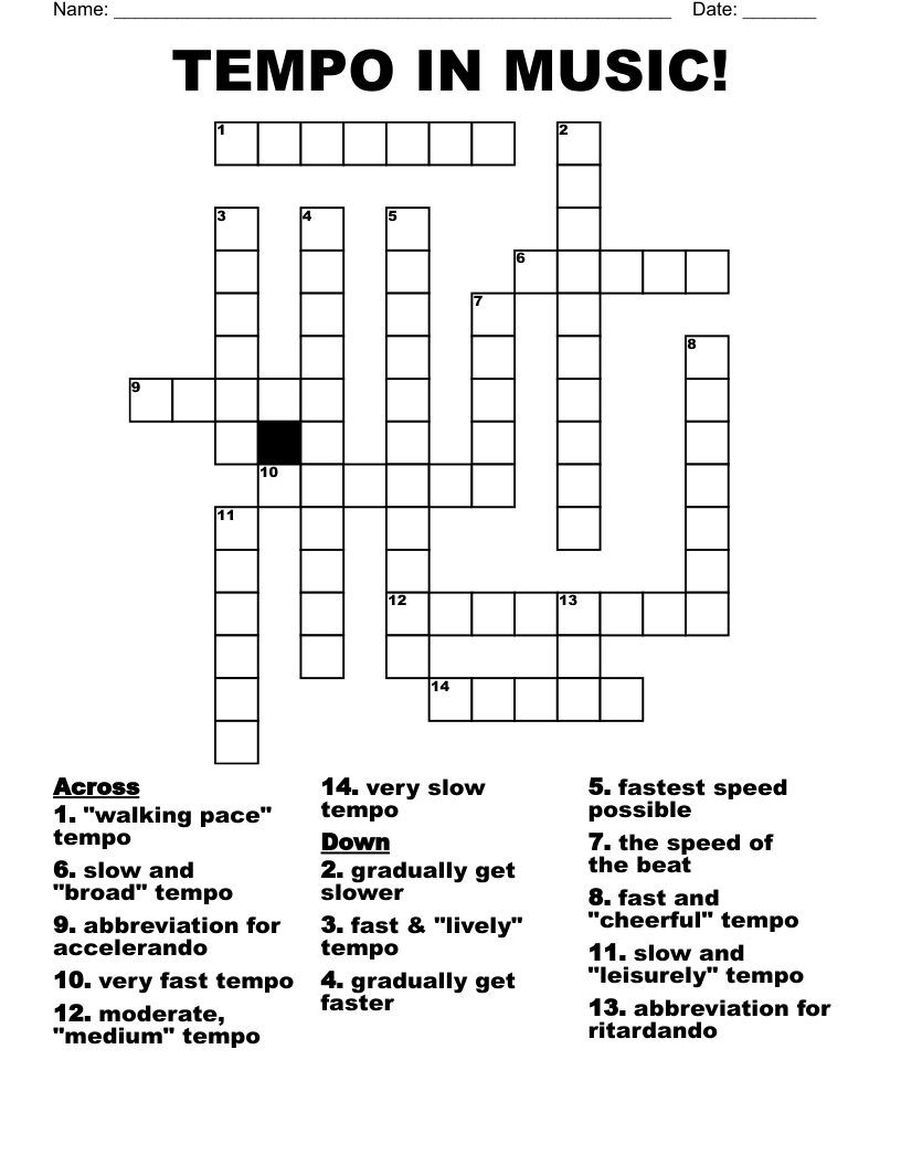TEMPO IN MUSIC! Crossword