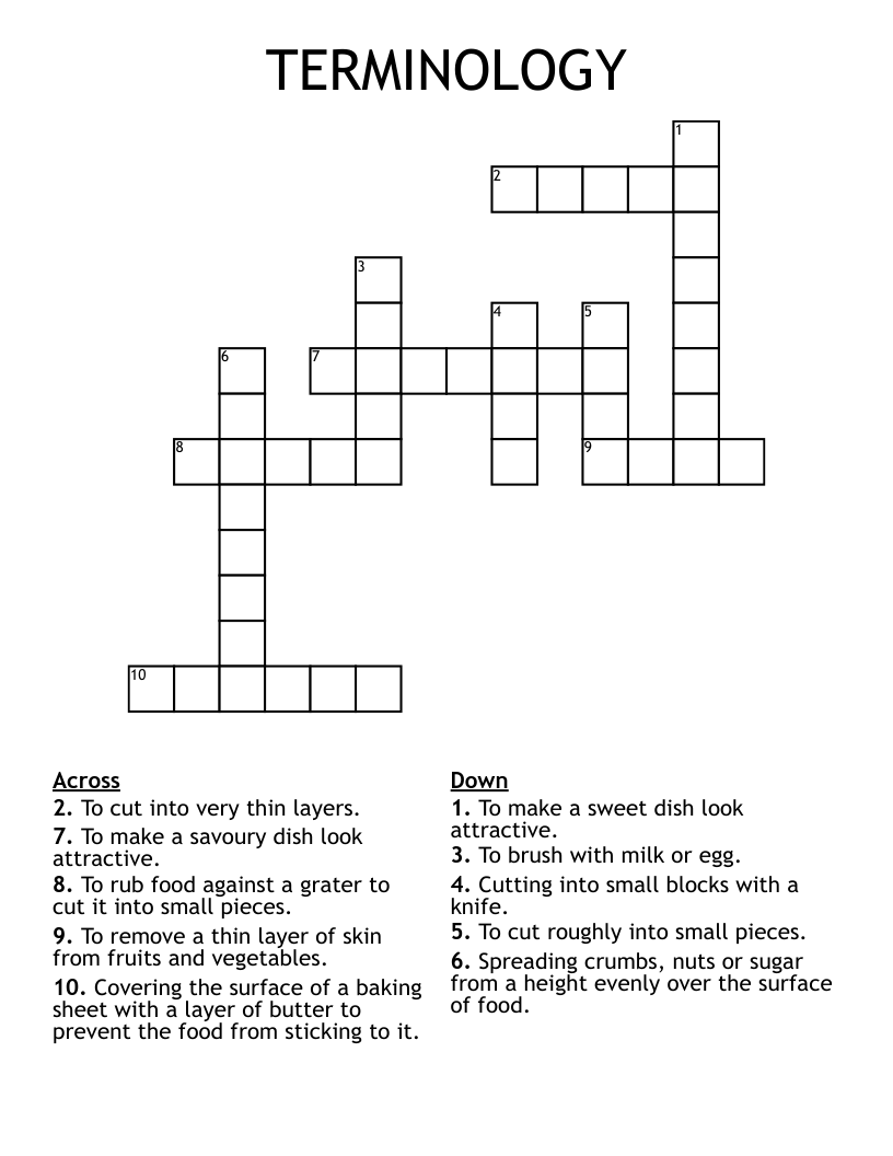 TERMINOLOGY Crossword