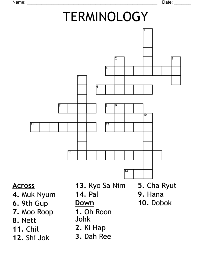 TERMINOLOGY Crossword