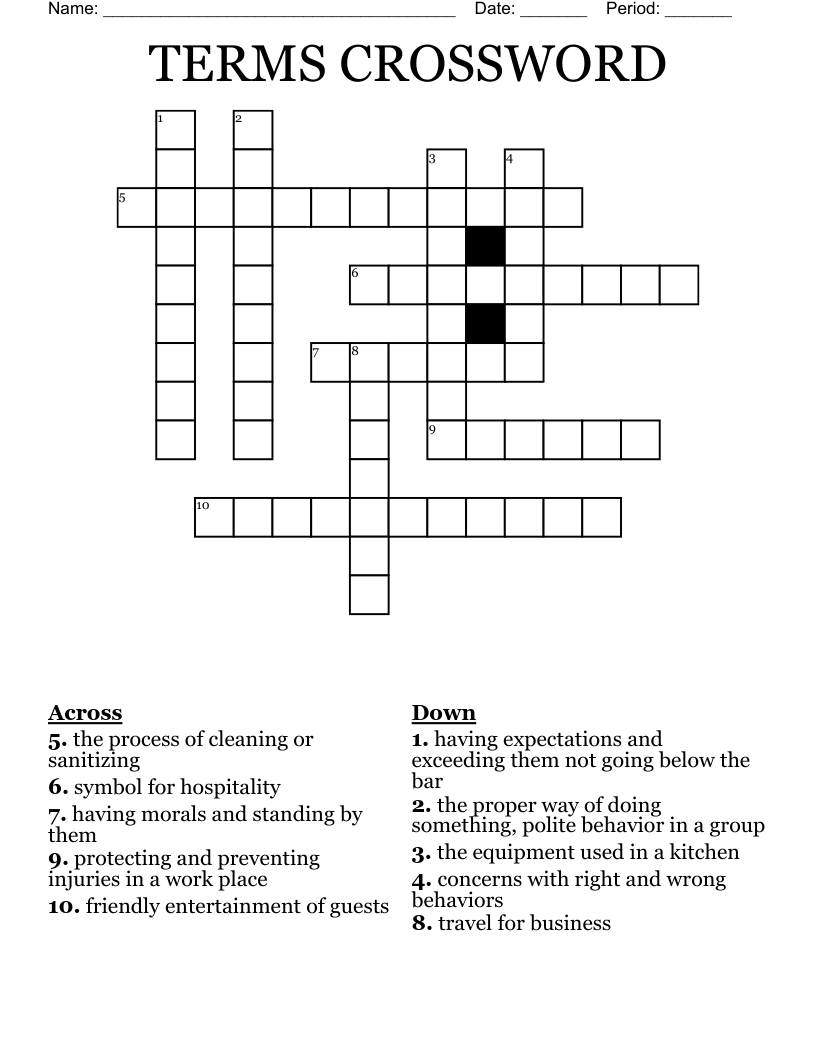 TERMS CROSSWORD