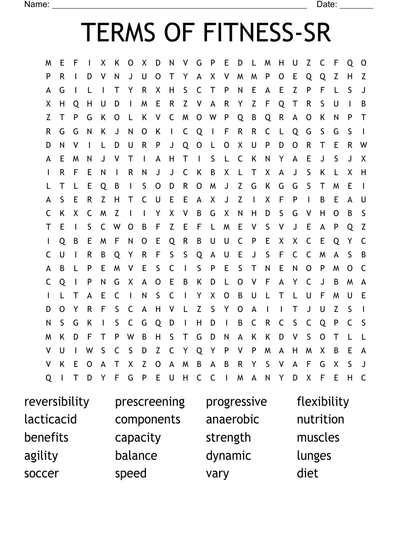 TERMS OF FITNESS-SR Word Search