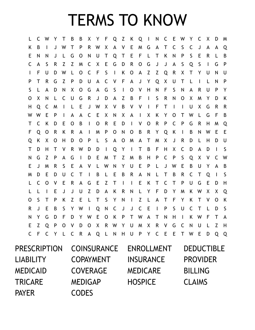 TERMS TO KNOW Word Search
