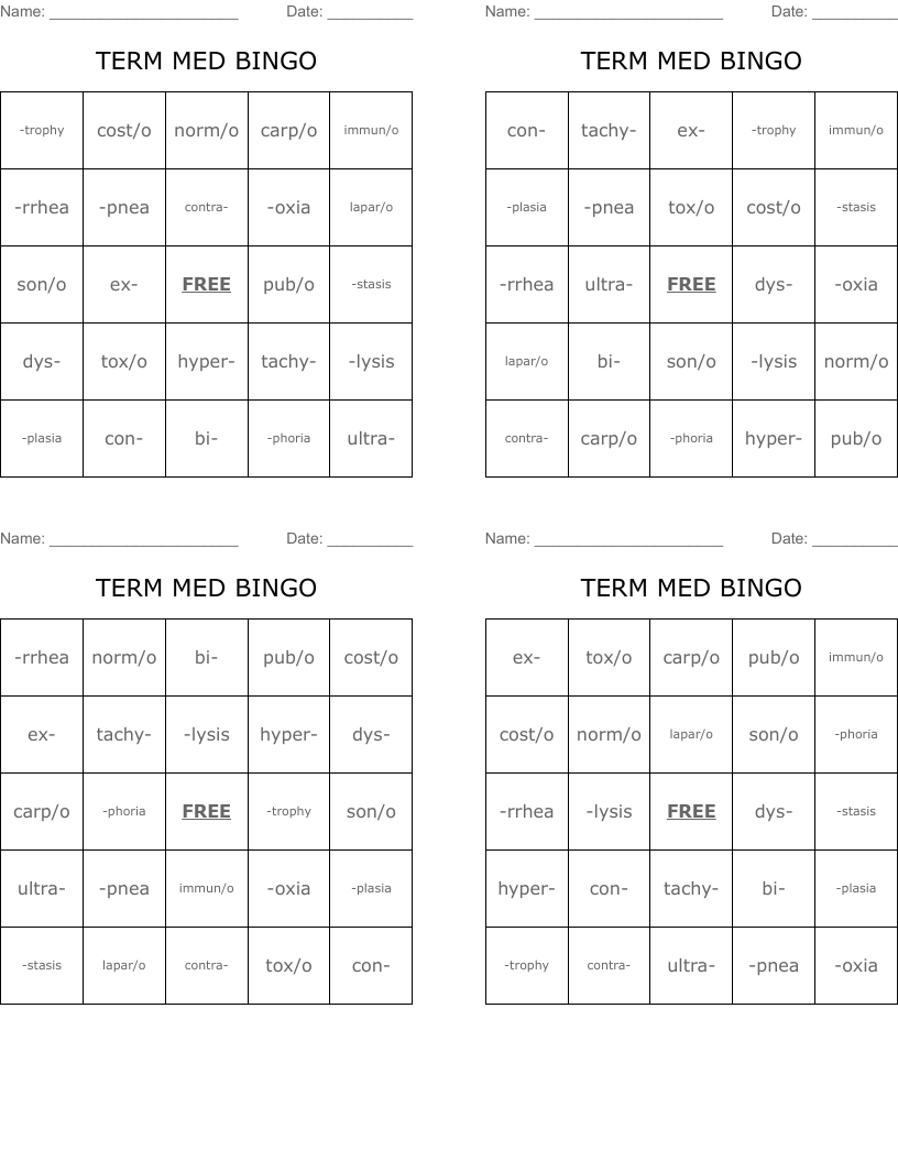 TERM MED BINGO