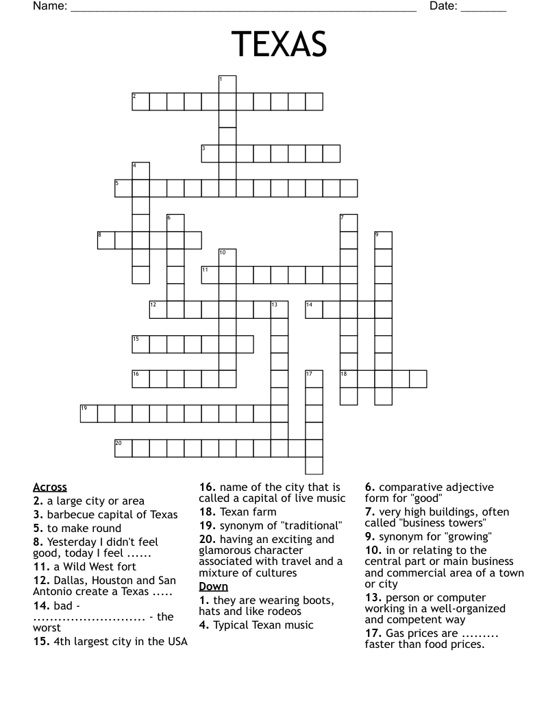 TEXAS Crossword