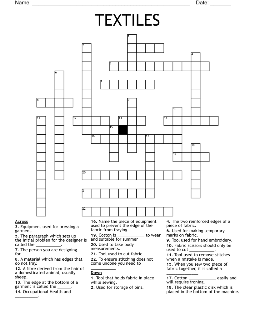 TEXTILES Crossword