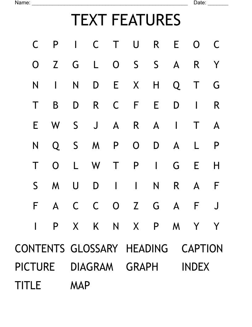 TEXT FEATURES Word Search