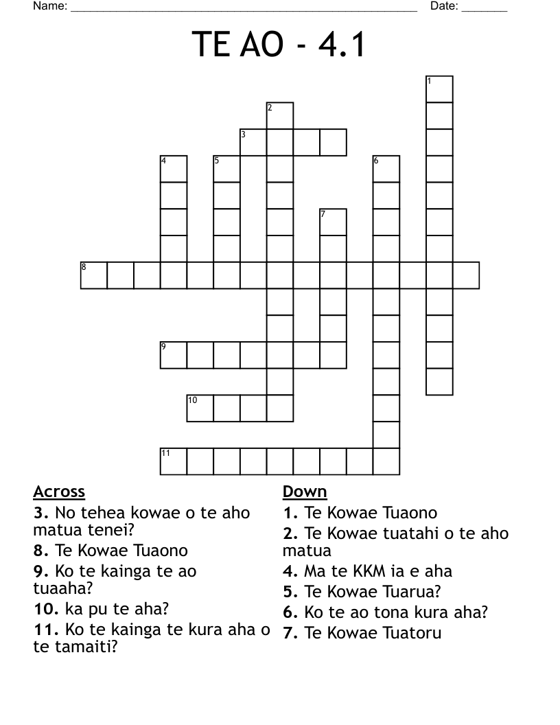 TE AO - 4.1 Crossword