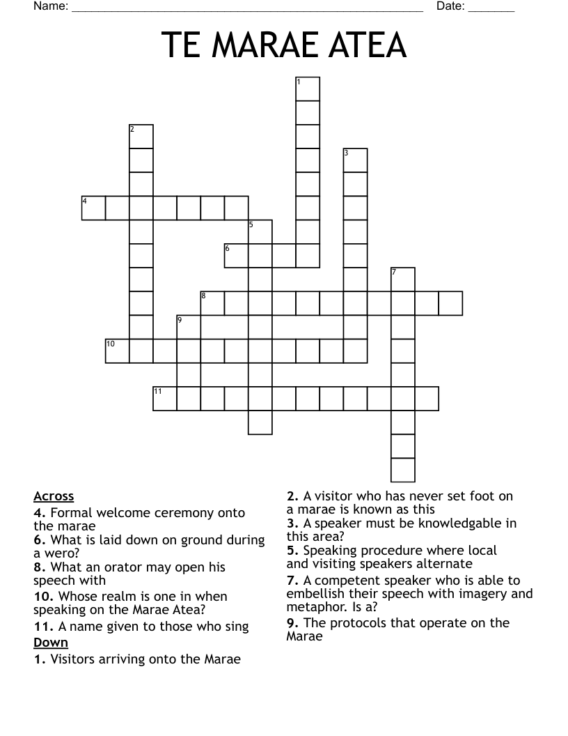 TE MARAE ATEA Crossword
