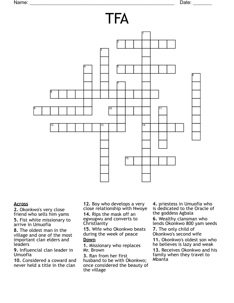 TFA Crossword