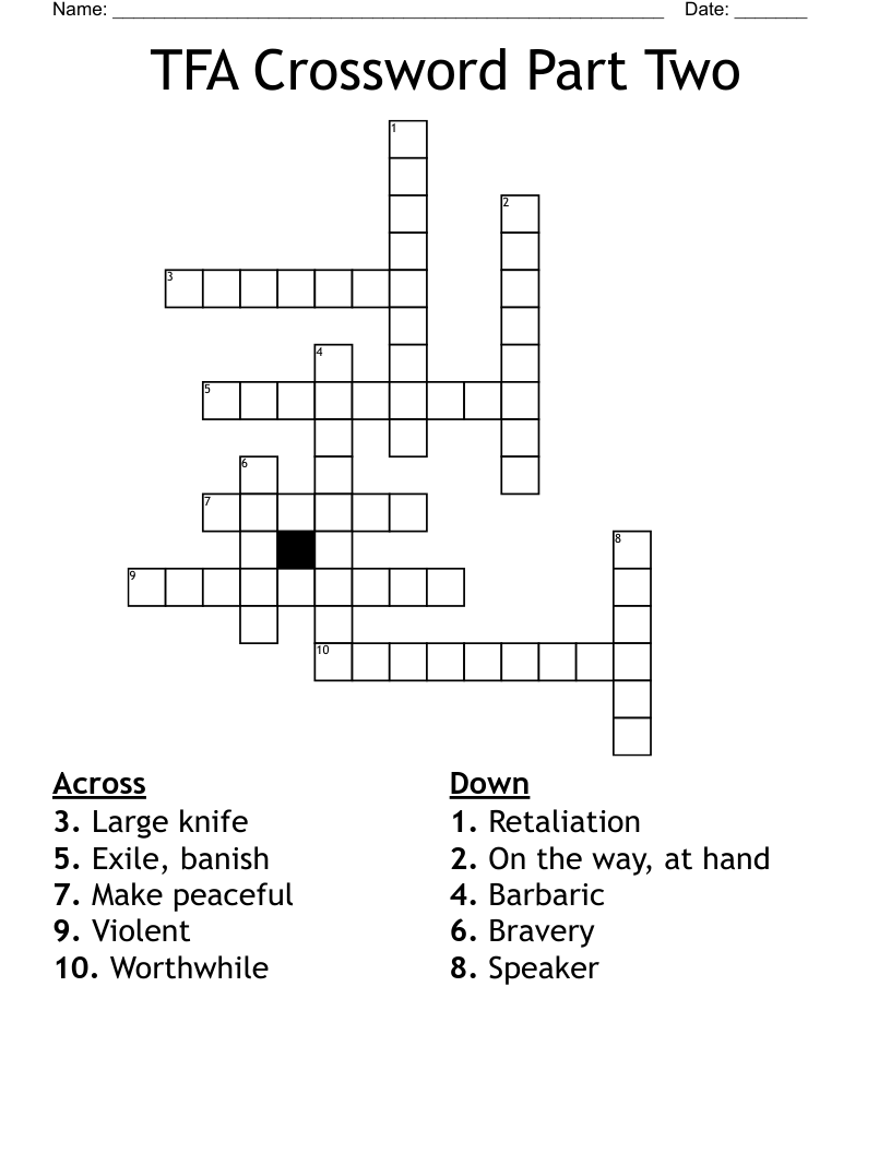 TFA Crossword Part Two