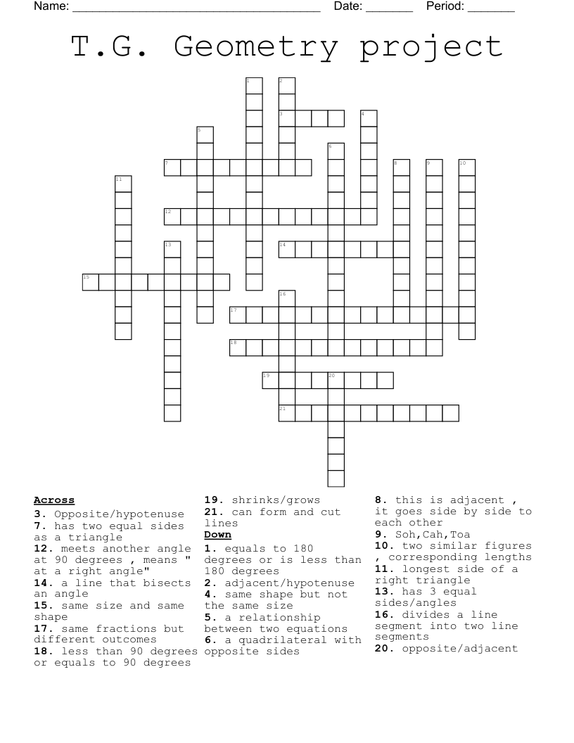 T.G. Geometry project  Crossword