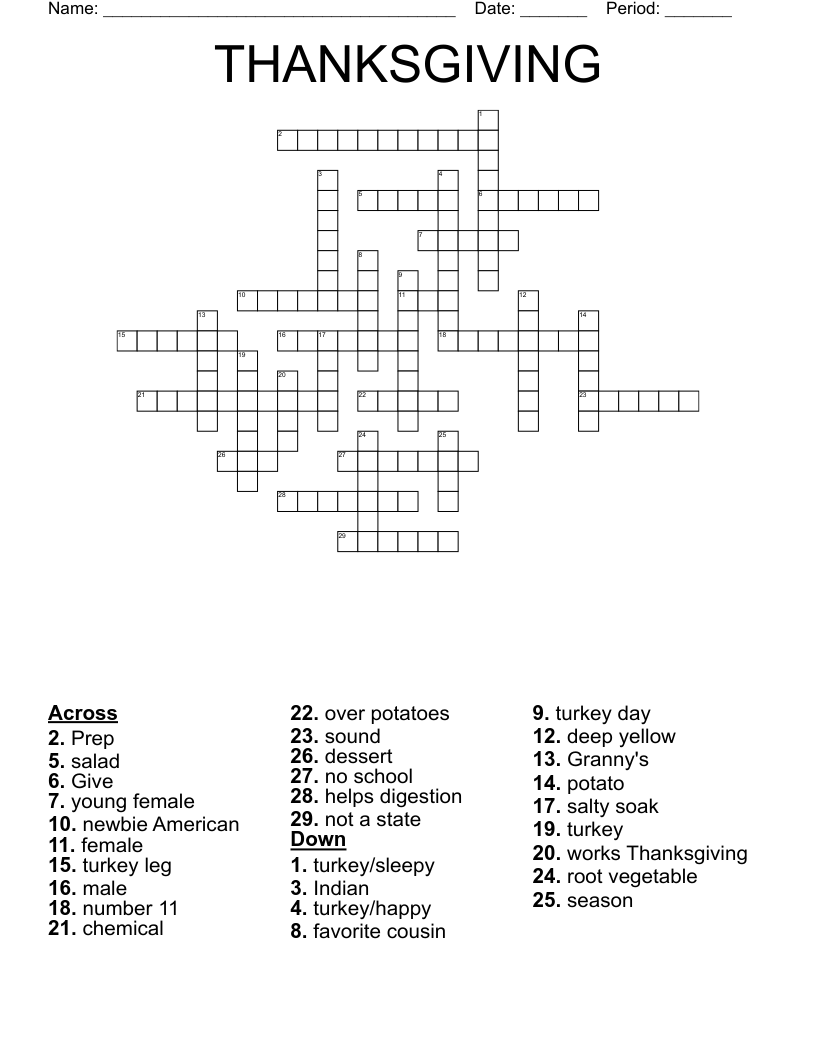THANKSGIVING Crossword