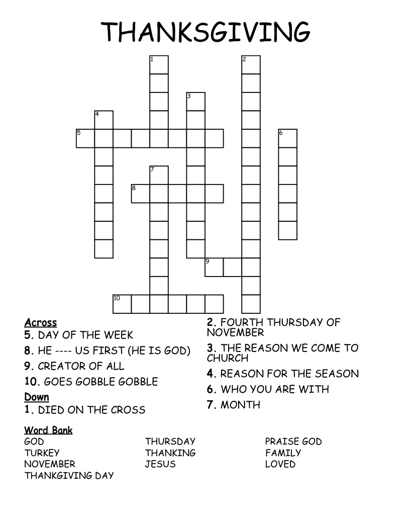 THANKSGIVING Crossword