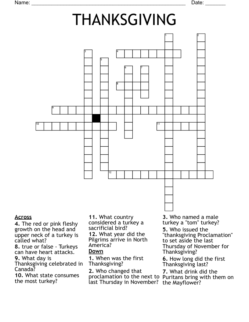 THANKSGIVING Crossword