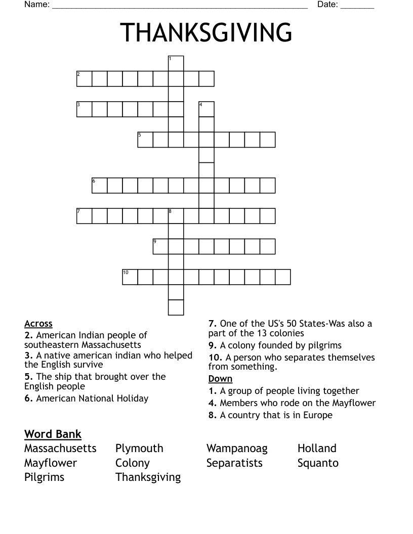THANKSGIVING Crossword