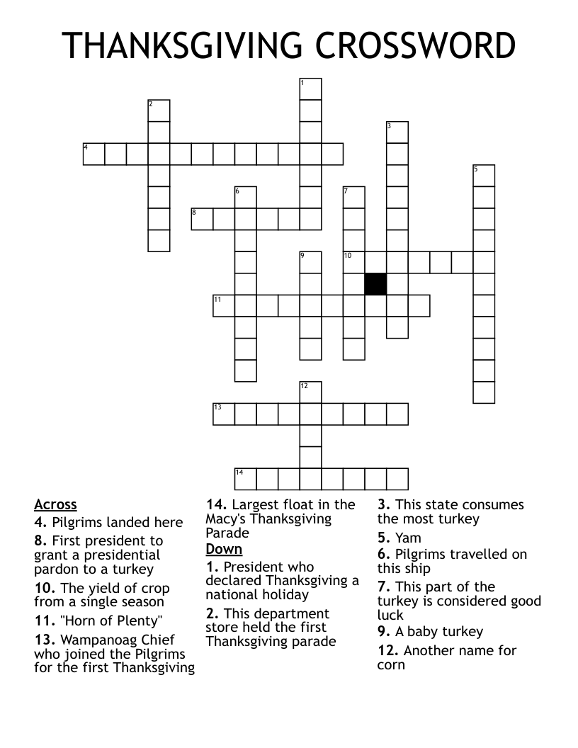 THANKSGIVING CROSSWORD