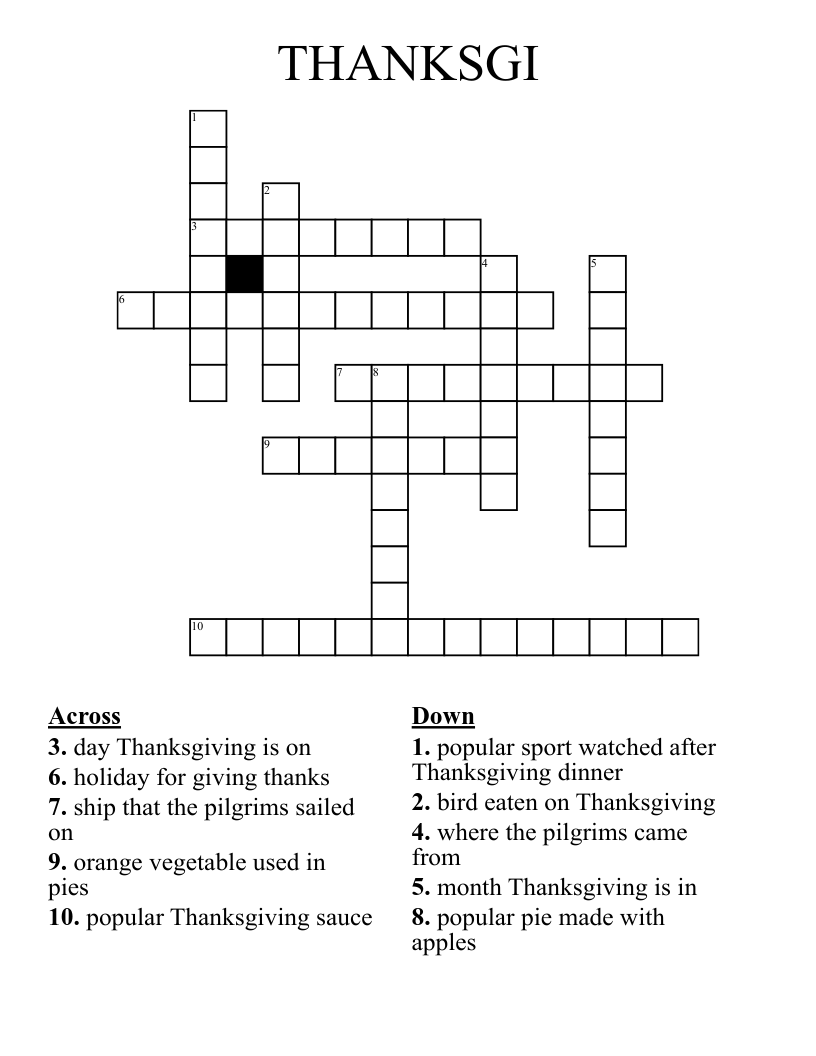 THANKSGI Crossword