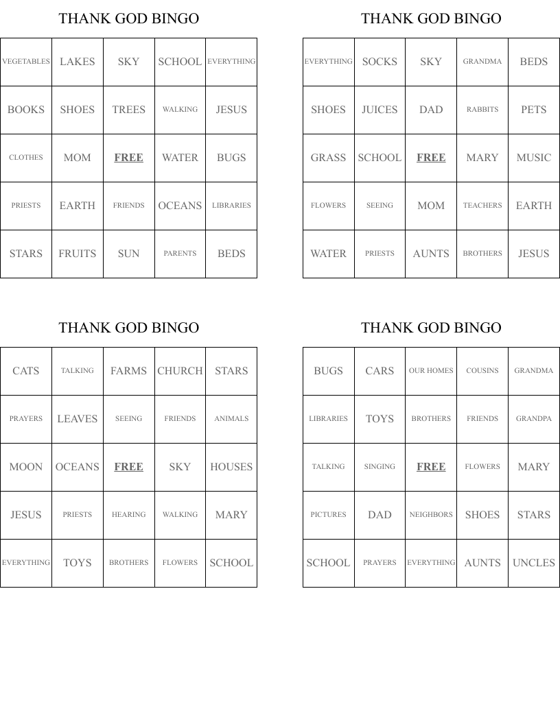 THANK GOD BINGO