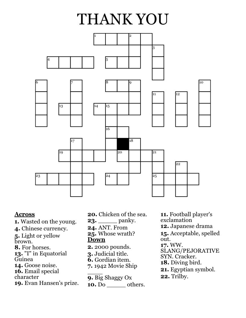 THANK YOU Crossword