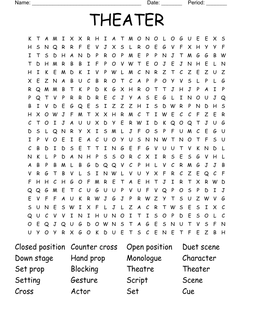 THEATER Word Search