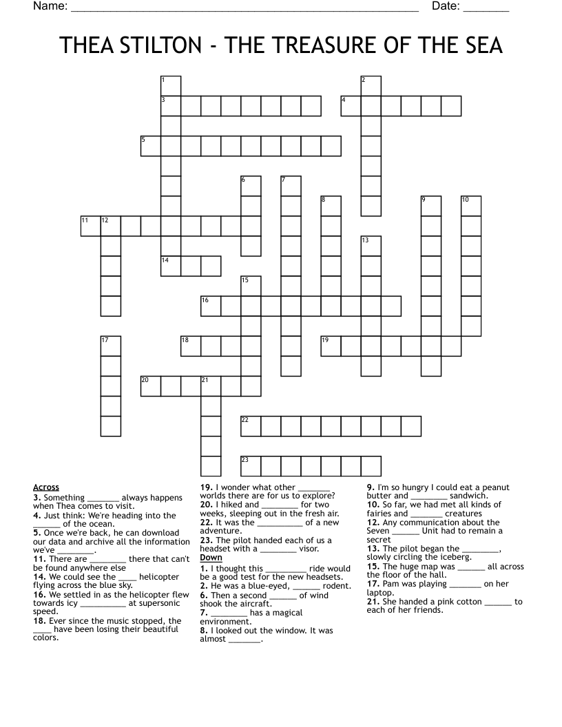 THEA STILTON - THE TREASURE OF THE SEA Crossword