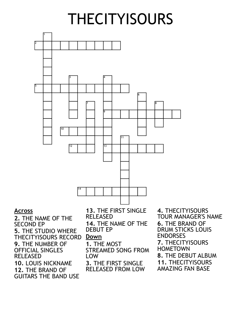 THECITYISOURS Crossword