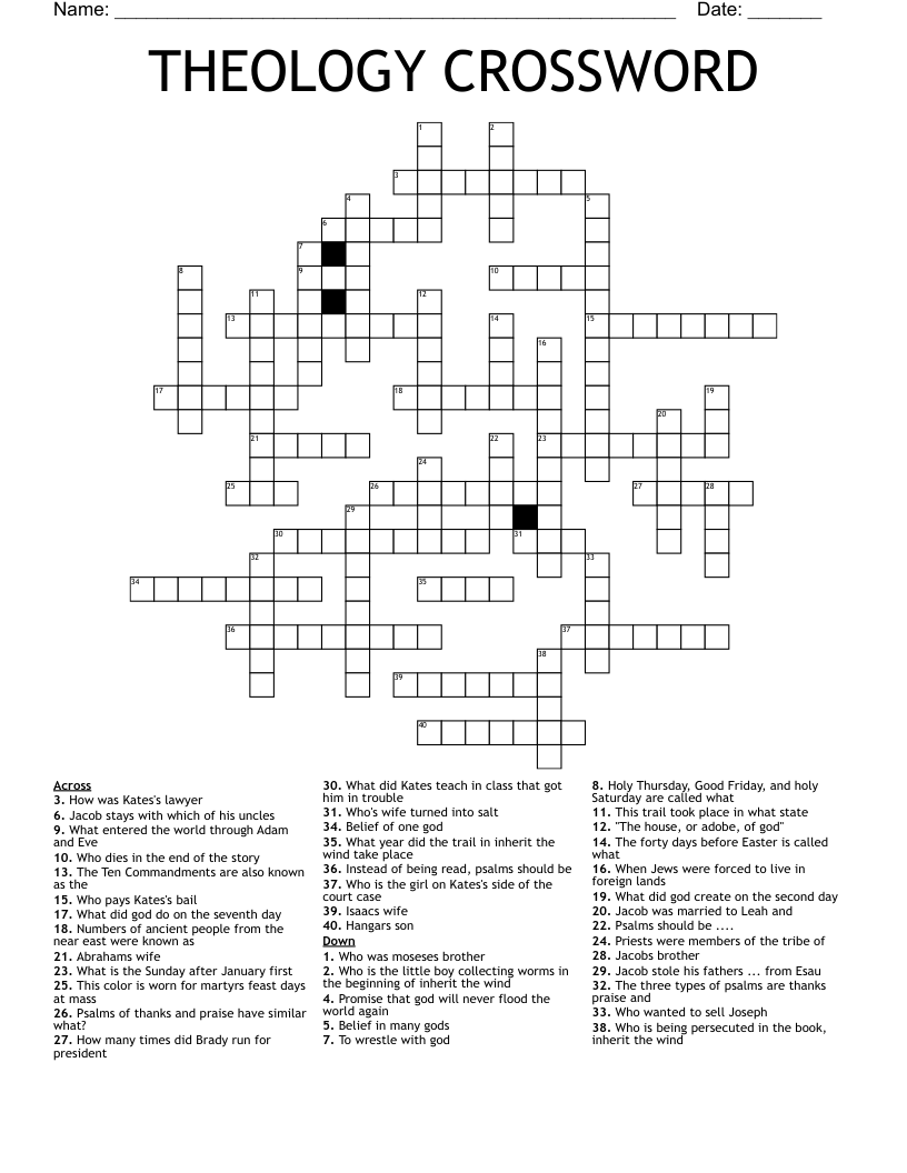 THEOLOGY CROSSWORD