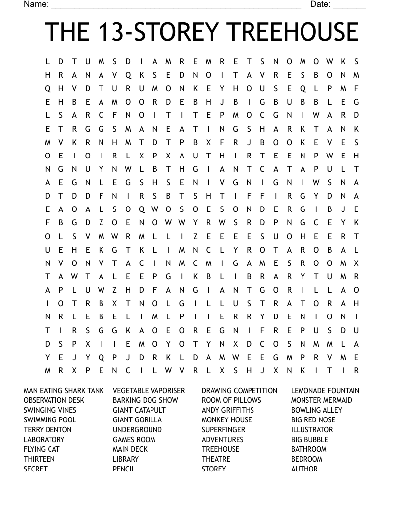THE 13-STOREY TREEHOUSE Word Search