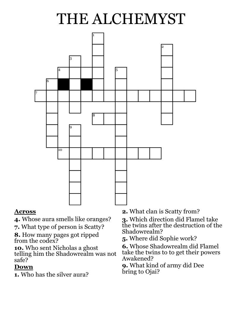 THE ALCHEMYST Crossword