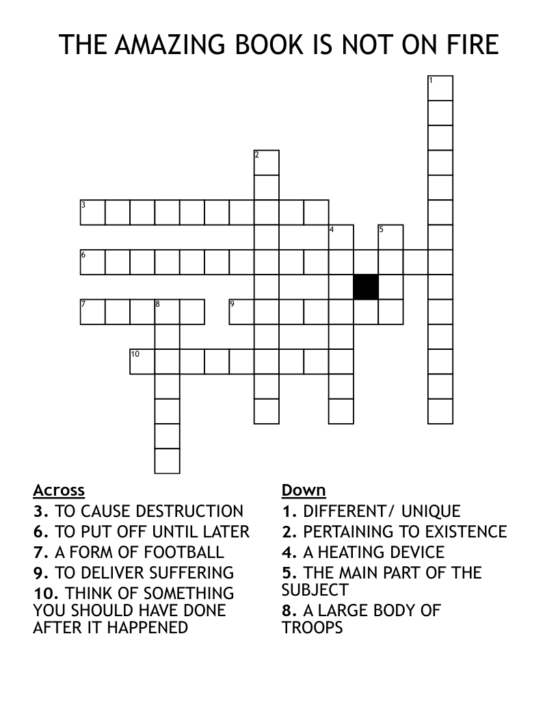 THE AMAZING BOOK IS NOT ON FIRE Crossword