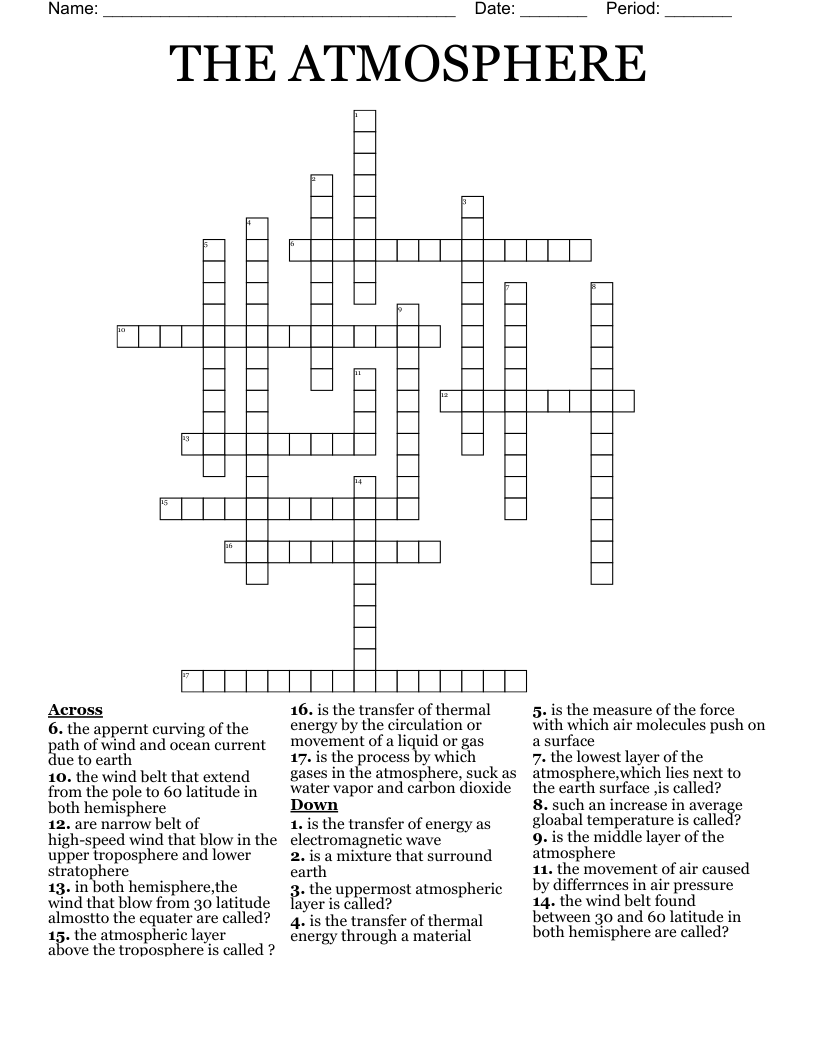 THE ATMOSPHERE Crossword