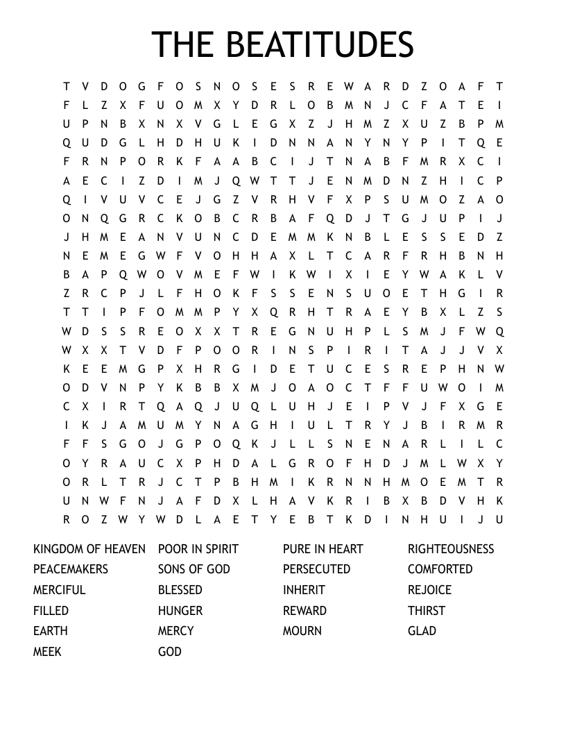 THE BEATITUDES Word Search
