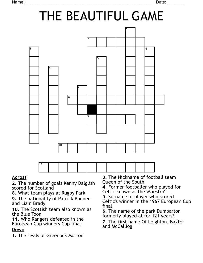 THE BEAUTIFUL GAME Crossword